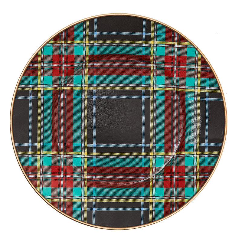 Black Tartan Handcrafted Chip-Resistant Salad Plate