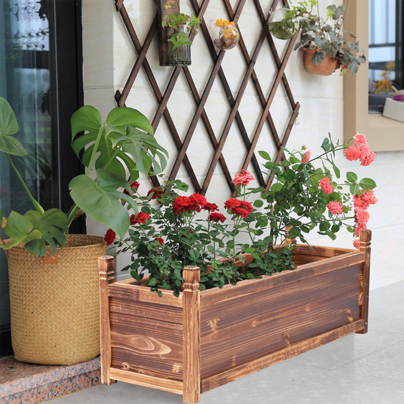Gautreaux Handmade Wood Elevated Planter, 11.8" H x 35.4" W x 13" D