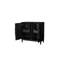 Bar Peppercorn, noir, 6 rangées pour verres à vin mousseux, 2 tiroirs de rangement, porte-bouteilles, armoire en bois massif avec rangées de verres