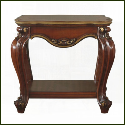 Antique Platinum Square Coffee Table with Queen Anne Legs &amp; Storage Shelf for Living Room