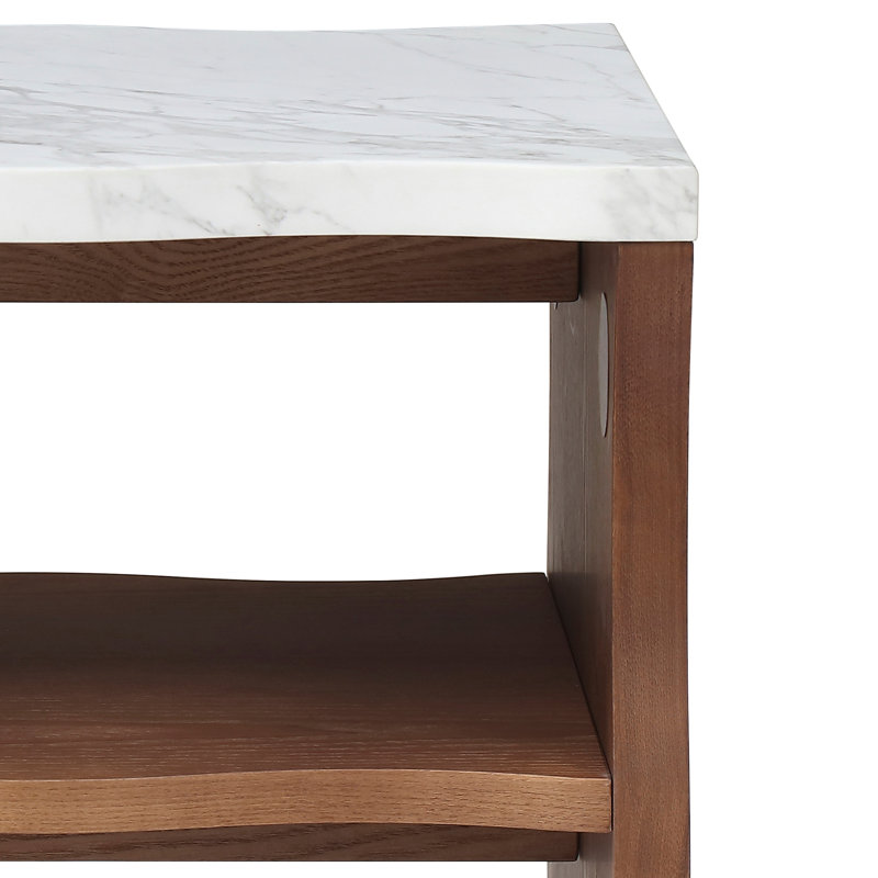Table de bout, table de chevet avec tablette de rangement, table d'appoint pour le salon, Noyer brun
