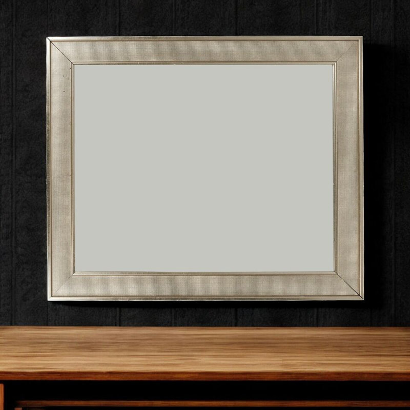 Hollins Solid Wood Rectangle Mirror, Silver