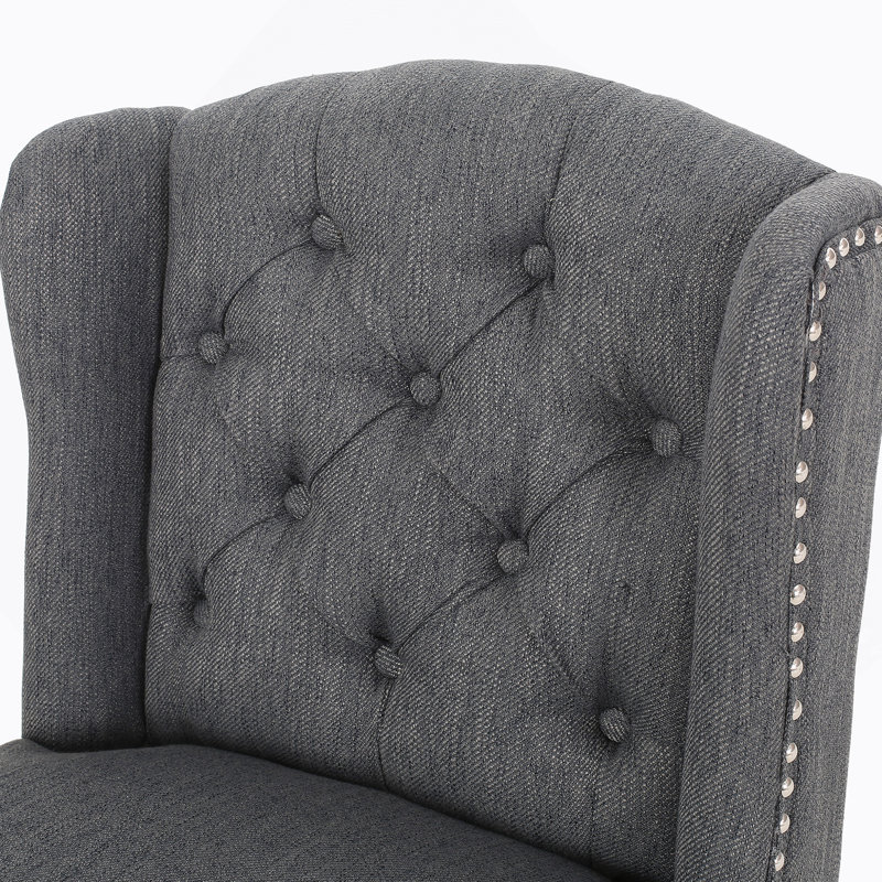 Tabourets à oreilles capitonnés en tissu, Tabouret de comptoir (siège d'une hauteur de 27 p, Gris anthracite