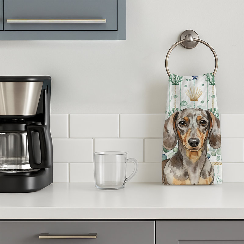 Coastal Sea Glass Kitchen Towel, Dapple Dachshund
