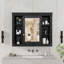 Armoire de rangement murale de salle de bain 35 po x 28 po, armoire à pharmacie, armoire murale moderne avec miroir, armoire à miroir avec 6 tablettes ouvertes (meuble-lavabo non inclus)
