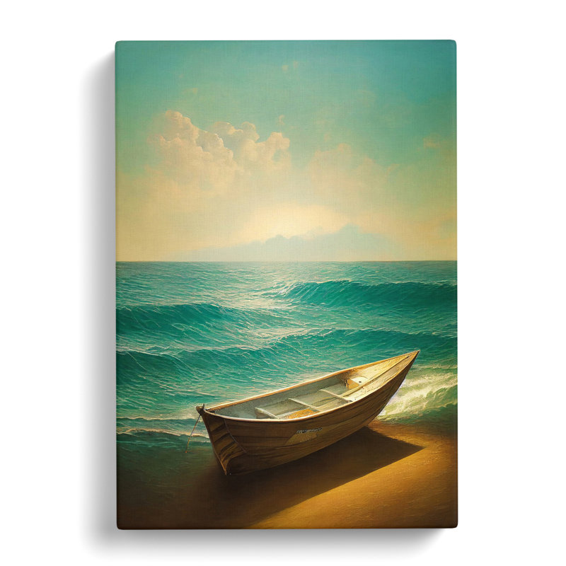 Boat on the Beach - Wall Art, Wrapped Canvas, 76cm H x 50cm W x 3cm D, No Matte