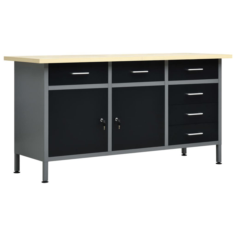 Kobbe 63" W x 23.6" D x 33.5" H Steel Workbench