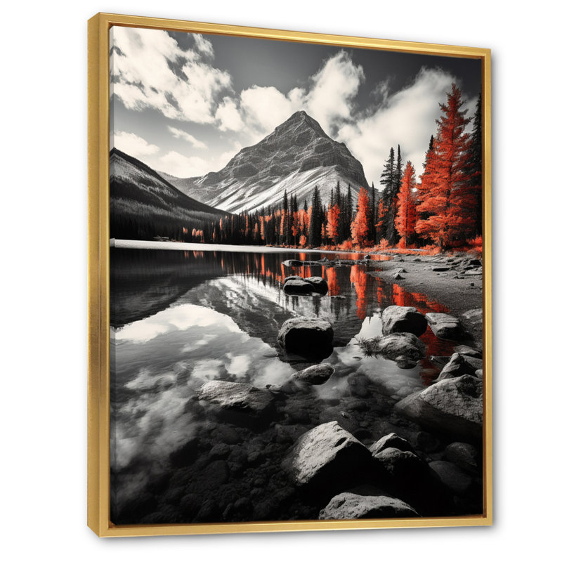 Aubreella Canada, beau paysage noir I - impression, H 20 po x l 12 po x P 1 po, Cadre flottant doré