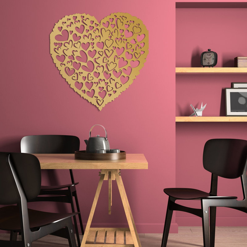 Art mural Clustered Hearts, Doré, H 29,5 po x l 29,5 po x P 1 po