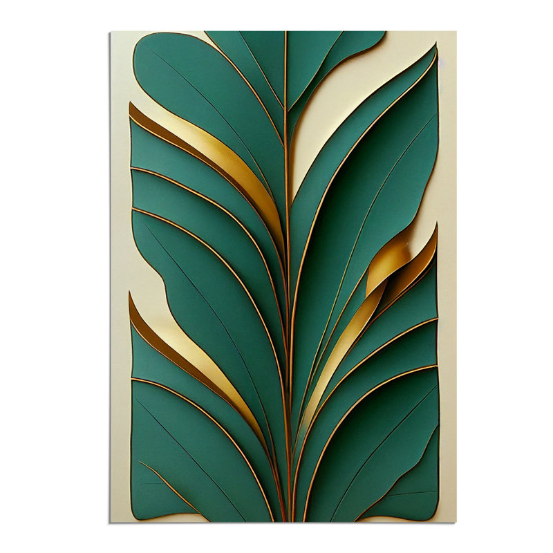 Leaf Art Deco No.5 - Wall Art, 29.7cm H x 21cm W, Paper, No Matte