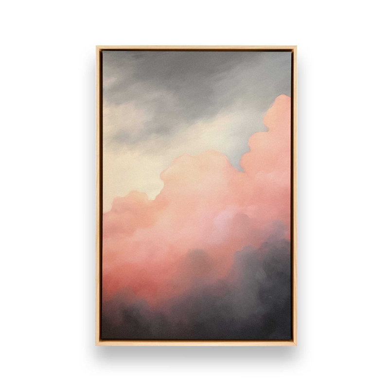 Impression sur toile 48 "x 32" Rosy Twilight v1 dans un cadre noir satiné, Cadre américain en érable flottant