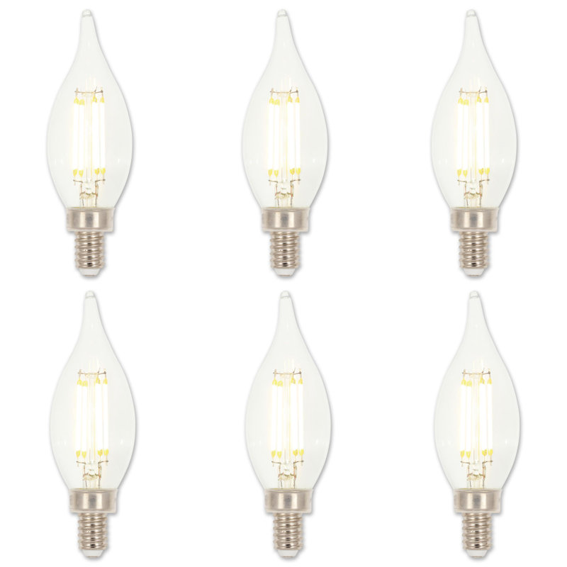 Clear Dimmable 60W Equivalent LED Candelabra Bulbs, Set of 6