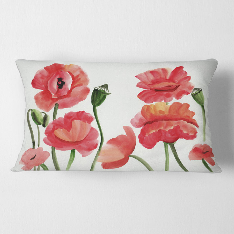 Coquelicots rouges rétro I - coussin traditionnel imprimé