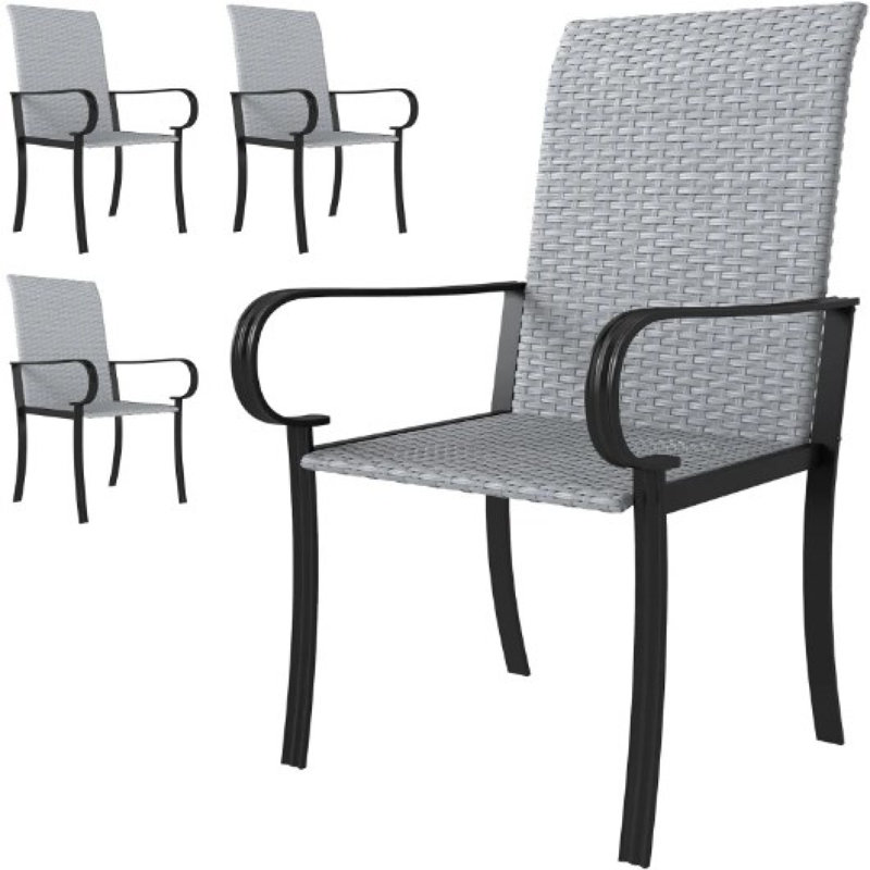 Ensemble de 4 chaises de patio de qualité supérieure en rotin durable avec structure en acier pour espaces modernes