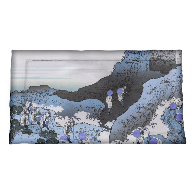 Taie décorative de coussin d’escalade Mont Fuji, Microfibre, Roi, bleu