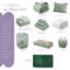 Ensemble de literie de chambre à coucher pour lit simple et essentiels 14 personnes avec tête de lit roulée AMYX-130765432-130765431-130765429