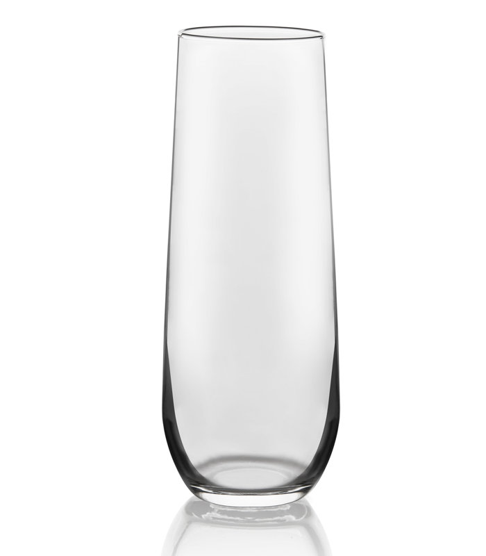 Libbey Stemless Champagne Flute Glasses Set Of 12 - 8.5oz Lead-Free Crystal