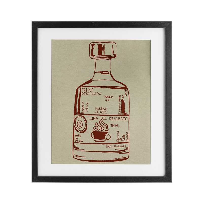 «Minimal Liquor Essence», reproduction sous verre encadrée, design par Melissa Wang, H 16 po x l 13 po, Cadre noir minuit
