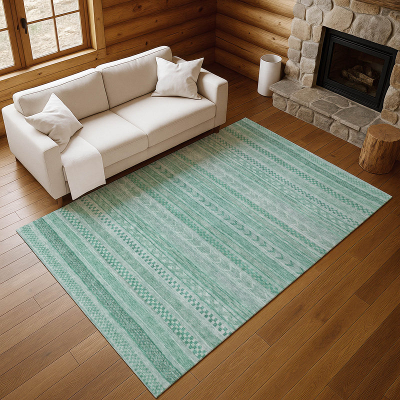 Premium Machine Washable Brennon AMF1625 Stripes Rug, Rectangle 10' x 14'