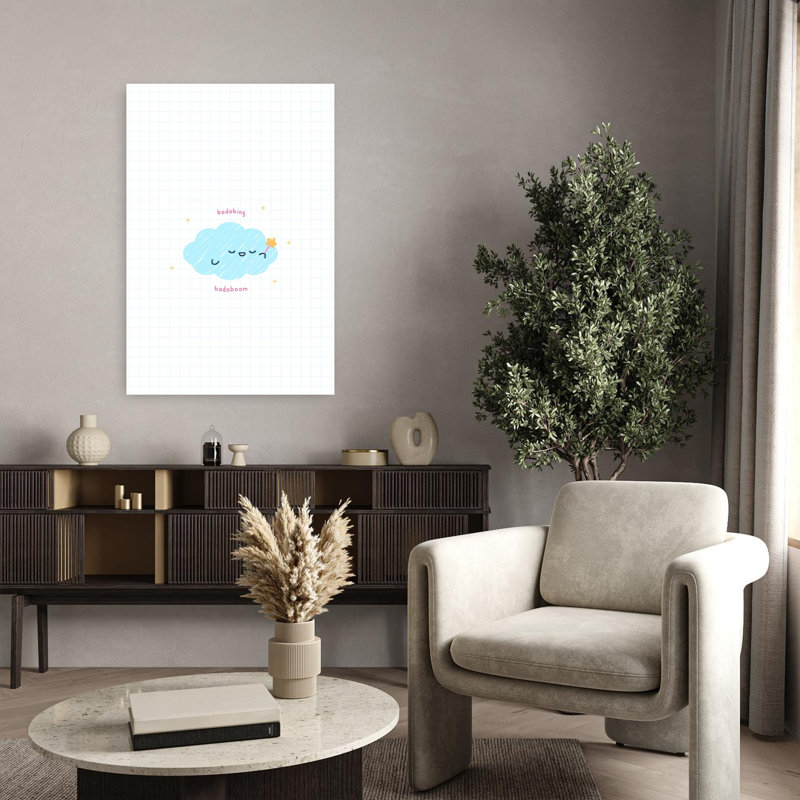 Affiche murale féerique représentant un paysage onirique et ludique, inspiré par la nature et les nuages., 36" H x 24" W