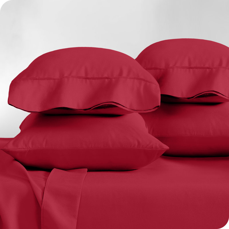Red Hypoallergenic Cotton Standard Pillowcases Set of 4