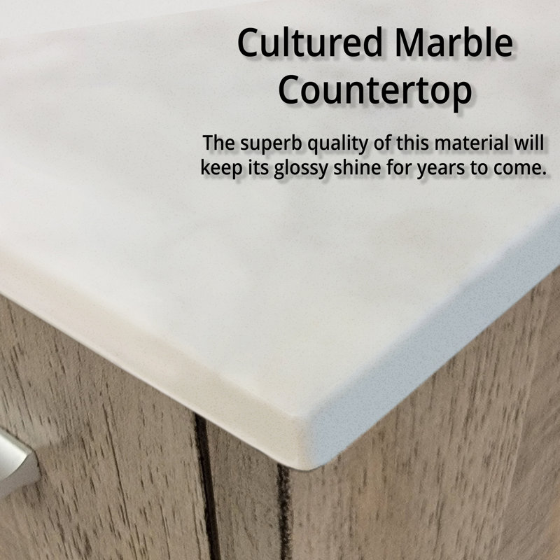 Lancy 60'' Double Bathroom Vanity with White Cultured Marble Top