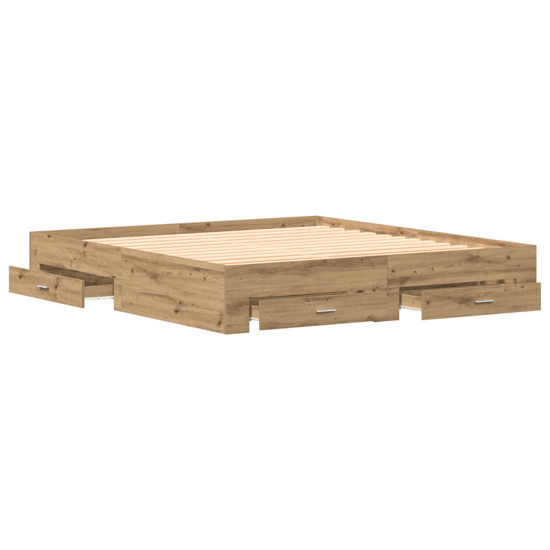 Bed Frame With Drawers Engineered Wood, Artisan Oak, Super King (6')