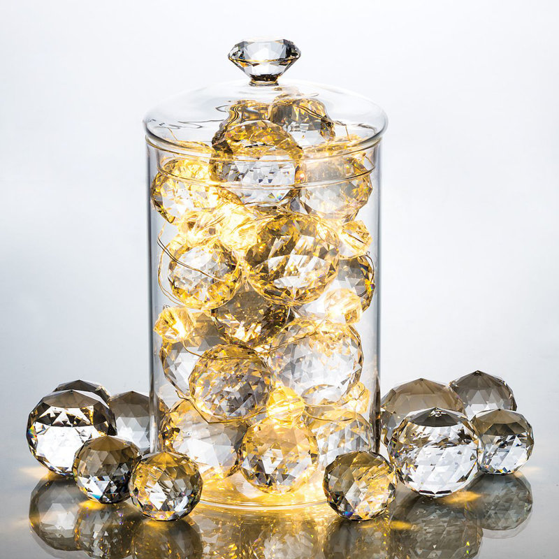 Lucera Crystal Prism Ball Decoration Vase Filler, 1" H x 1" W x 1" D, Clear