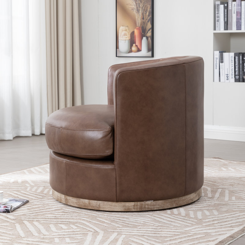 Fauteuil demi-tonneau Arabella , Cuir véritable cacao