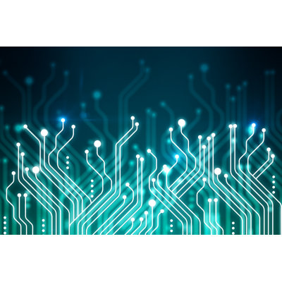 Light Blue Circuits Background - Wrapped Canvas Print