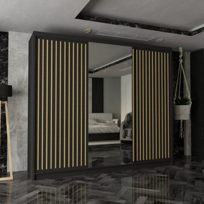 Moscow Sliding Wardrobe with Mirror Modern Bedroom Wardrobe 4 Colours 3 Sizes