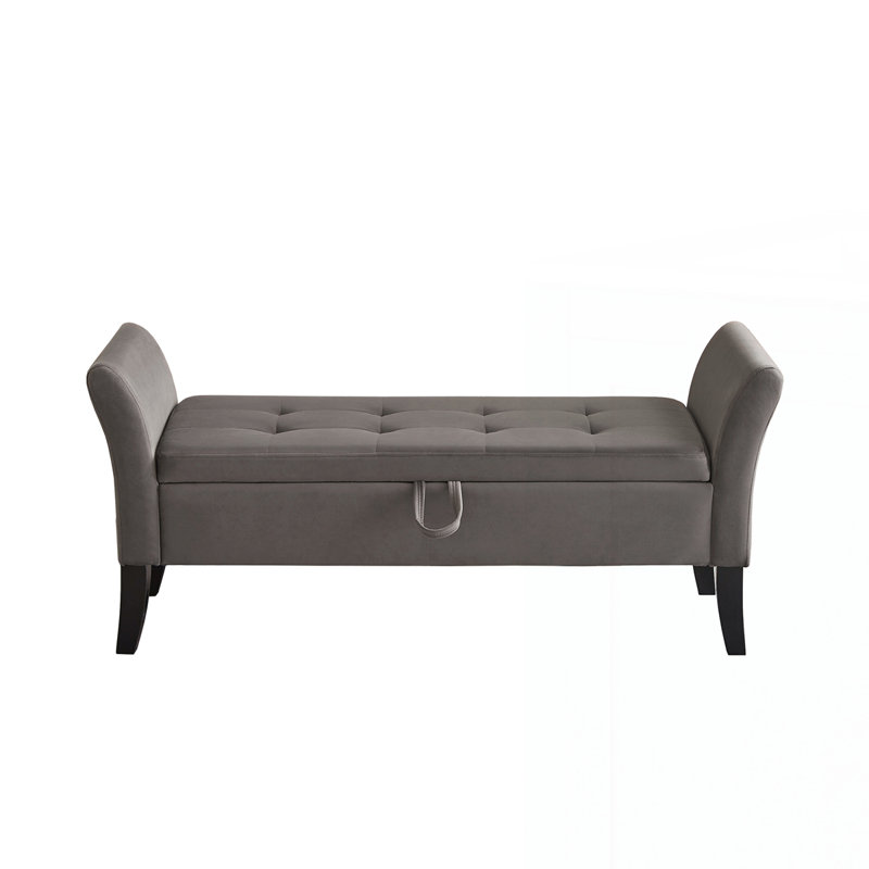 51.5" Bed Bench with Storage Velvet, Gray