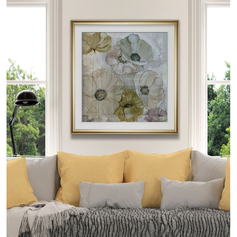 Coquelicots iridescents - reproduction d'art, H 23 po x l 23 po x P 1,5 po, Encadrement doré
