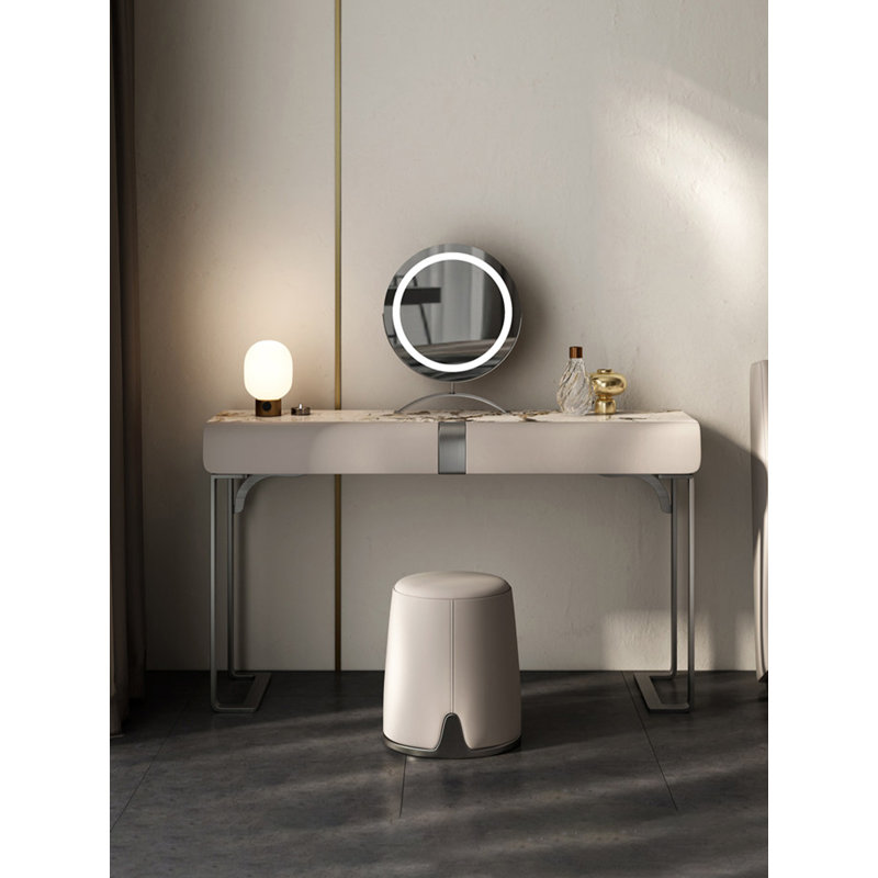 Coiffeuse minimaliste en pierre frittée avec tiroirs de rangement, 49.21" H x 43.31" W x 17.72" D