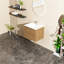 24" Wall-Mount Bathroom Vanity Cabinet With White Basin Sink Combo Floating, Walnut