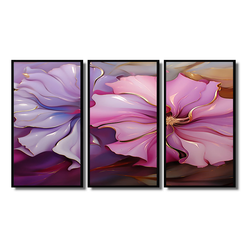 Bannos - ensemble de décorations murales pivoines, H 28 po x l 36 po, Noir, noir, noir, noir