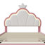 European Single & Double Upholstered Princess Bed With LED Crown Headboard, Pink Velvet-1736005525