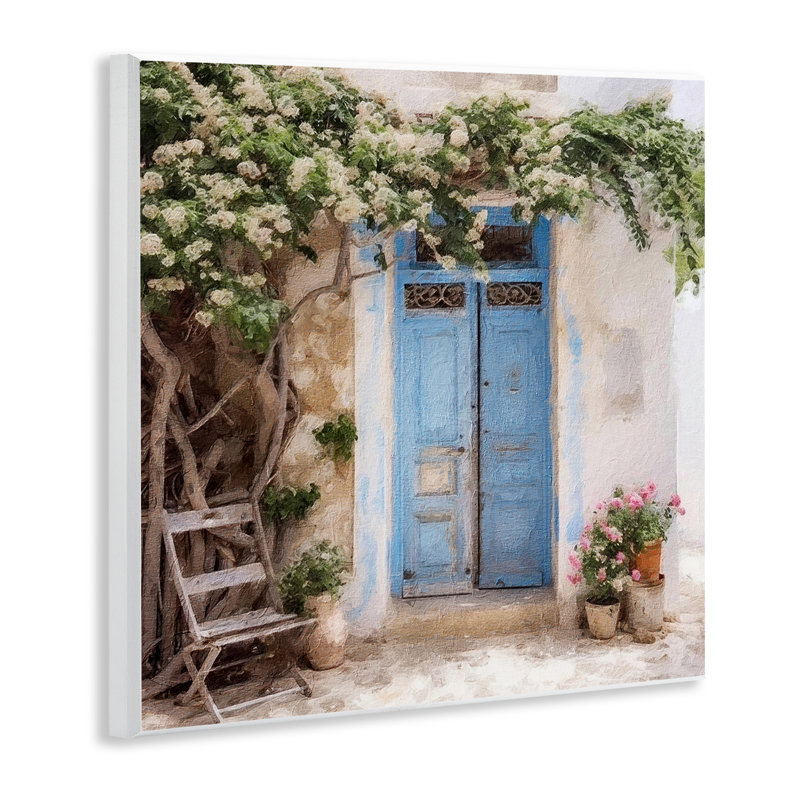 Porte grecque avec arbre, art mural sur bois par RileyB