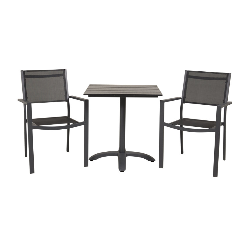 Eshan 2 - Person Patio Dining Set with Square Table, Black