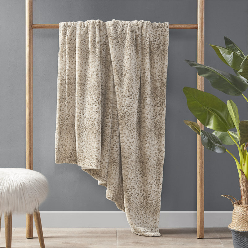 Oversized Faux Fur Throw, Brown Animal Print