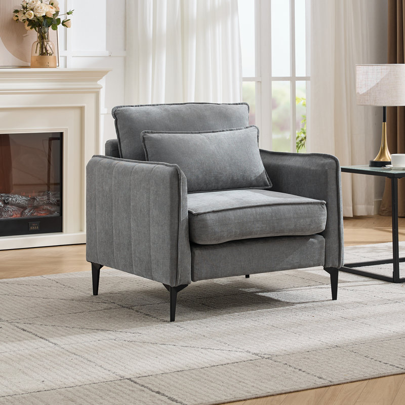 Upholstered Accent Chair, Grey Chenille