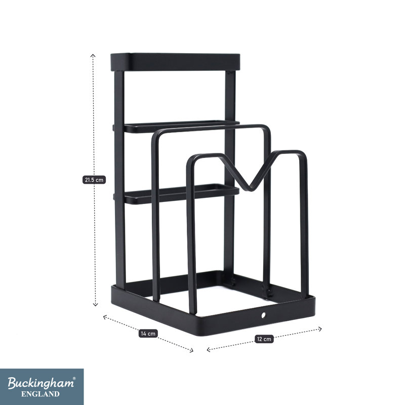 Buckingham Kitchen Organising Rack Chopping Board Knife Block Pot Lid Holder , Black