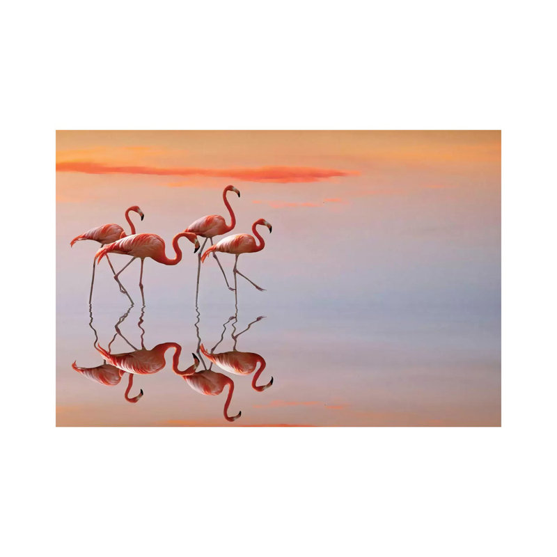 Flamingos Family 1 Piece Wrapped Canvas Painting, 20.32 cm H x 30.48 cm W x 1.91 cm D