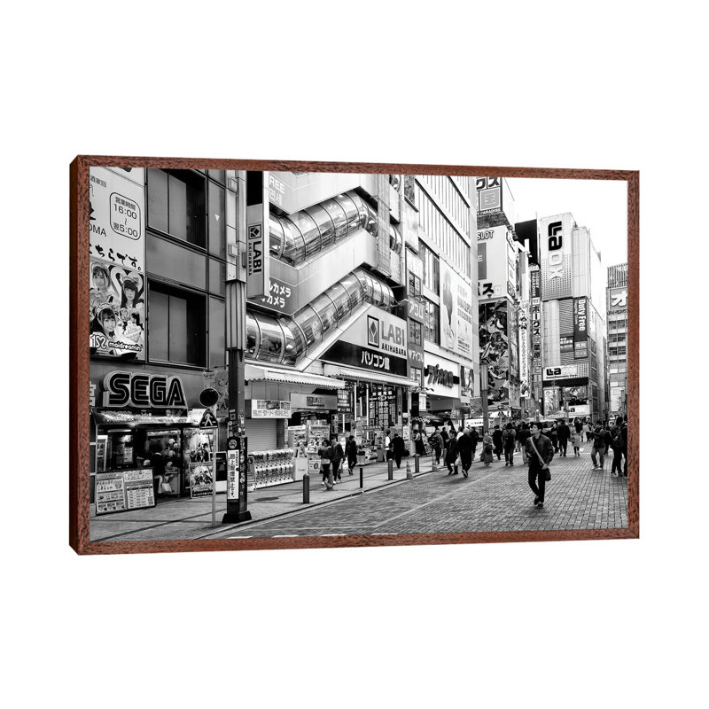 Akihabara 1 Piece Floater Frame Wall Art on Canvas, Classic Wood Framed