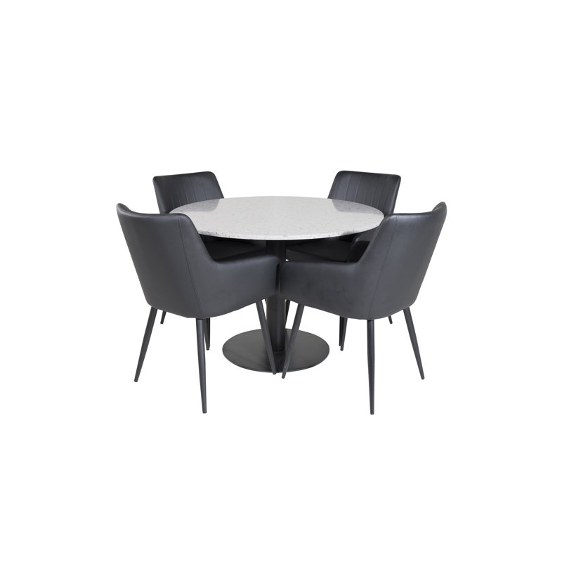 Mahaffie 4 -Person Dining Set, Black, Black