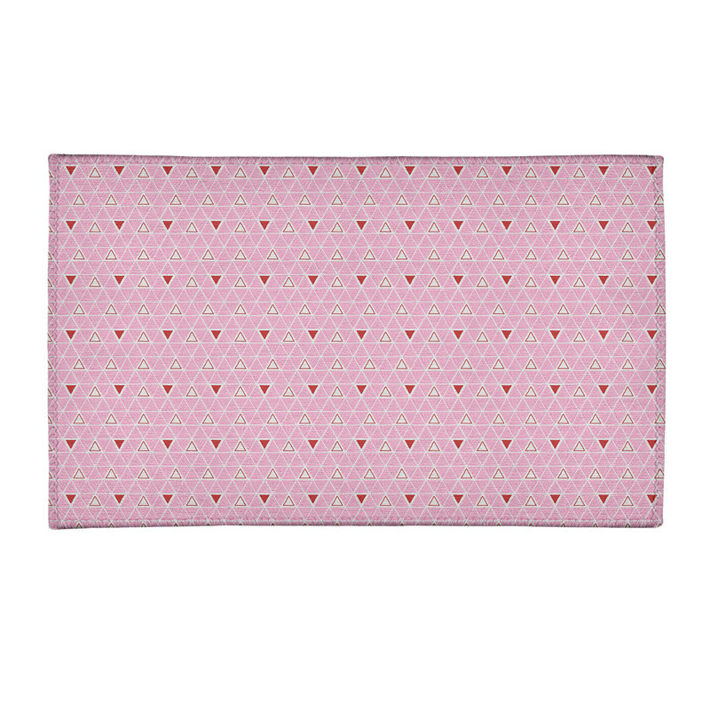Tapis rose/rouge fait main géométrique, Rectangle 3 pi x 5 pi