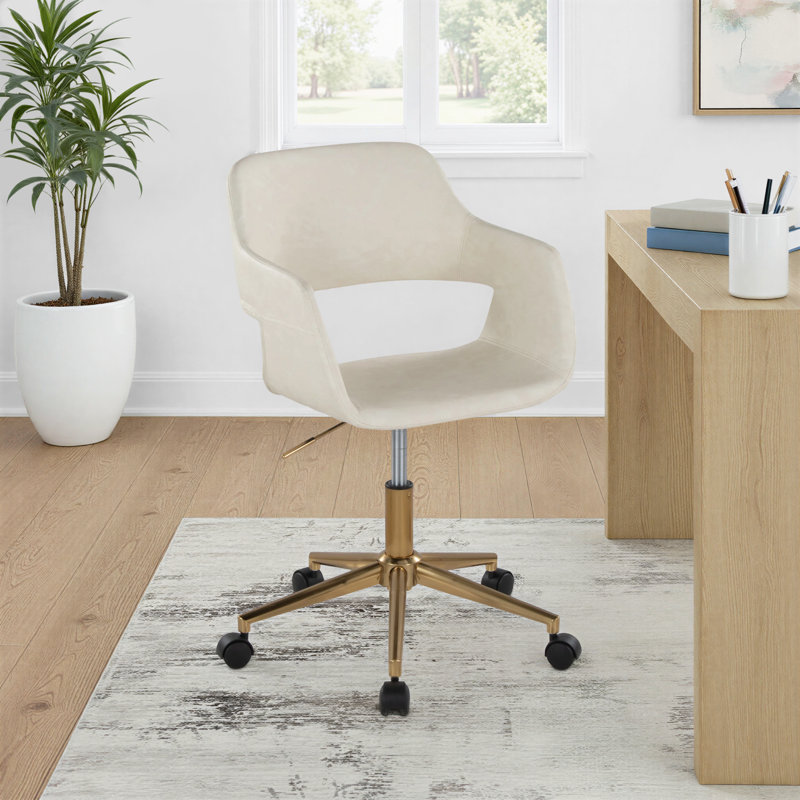 Chaise de bureau Shai, Cream, Or