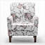 Fauteuil à motifs en mélange de polyester, structure en bois de bouleau massif avec pieds fuselés bruns, chaise d'appoint rembourrée de mousse avec garniture pour le bureau du salon