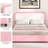 Bed Frame, Upholstered Platform Bed with Curved Headboard, Classic Color-Block Design, Soft Rounded Corners, No Box Spring Required, Easy Assembly-1628075453-1628075441