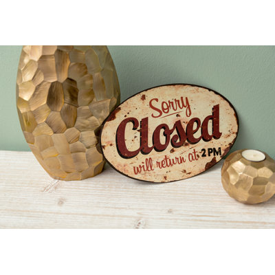 Sorry Closed Textual Art on Metal